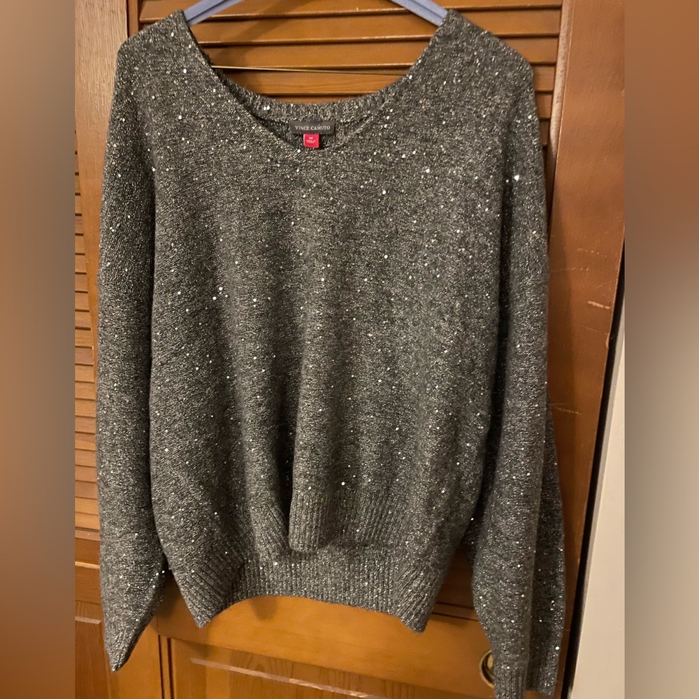 Dark grey sparkly lightly sequined sweater